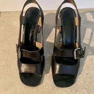 Marni Black Slip-on with brown block heels